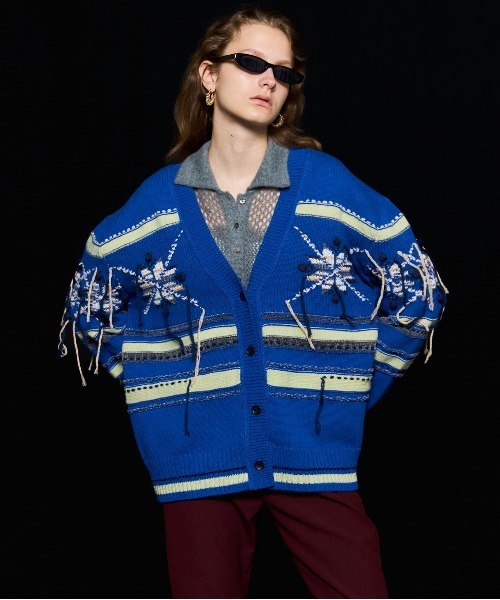 カーディガン 「25AW PRE-ORDER」Argyle Motif Hand Stitch Knit Cardigan/アーガイルモチーフハンドス