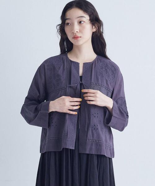 「conges payes ADIEU TRISTESSE」 長袖ブラウス - ネイビー レディース conges payes ADIEU TRISTESSE ブラウス シャツ パッチワーク