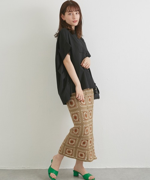 「LAVEANGE」 半袖ブラウス 4L ブラック レディース_画像5