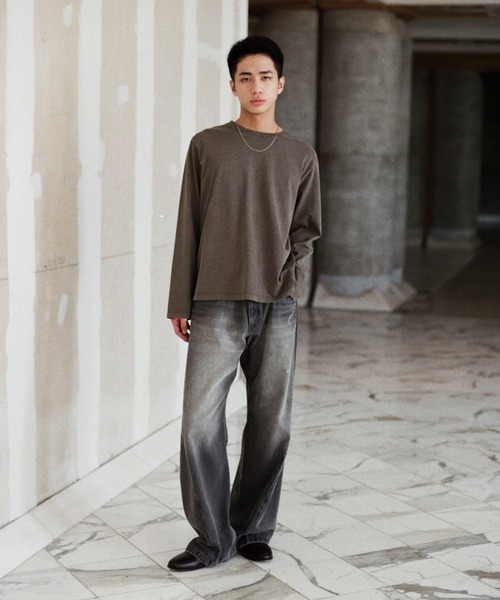 WYM LIDNM tシャツ EXTRA FINE COTTON CROPPED L/S TEE メンズ