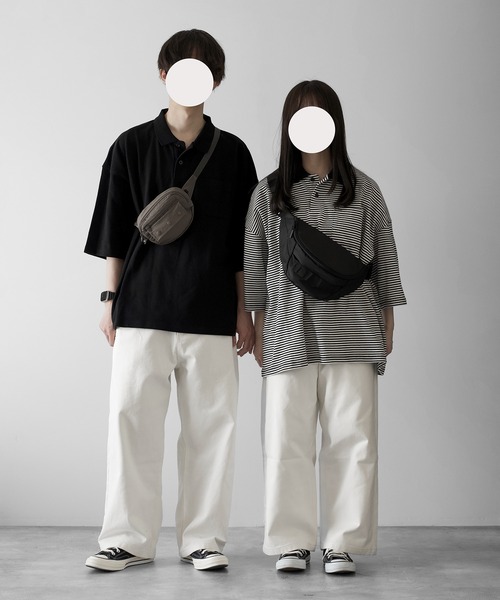 「RUUBON」 半袖ポロシャツ S ブラック×ホワイト メンズ_画像3