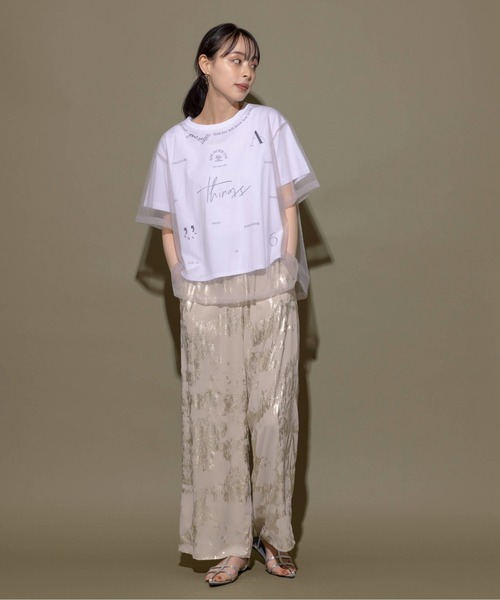 [Eimee Law] короткий рукав футболка 38 черный × белый женский 