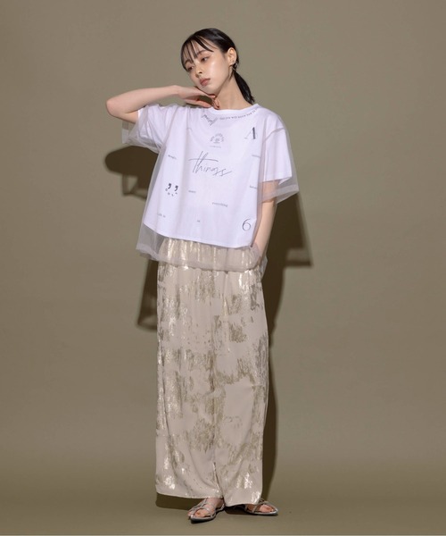 [Eimee Law] короткий рукав футболка 38 черный × белый женский 