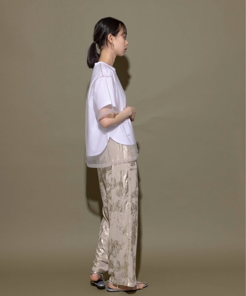 [Eimee Law] короткий рукав футболка 38 черный × белый женский 