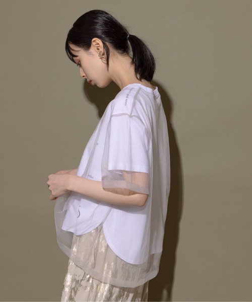 [Eimee Law] короткий рукав футболка 38 черный × белый женский 