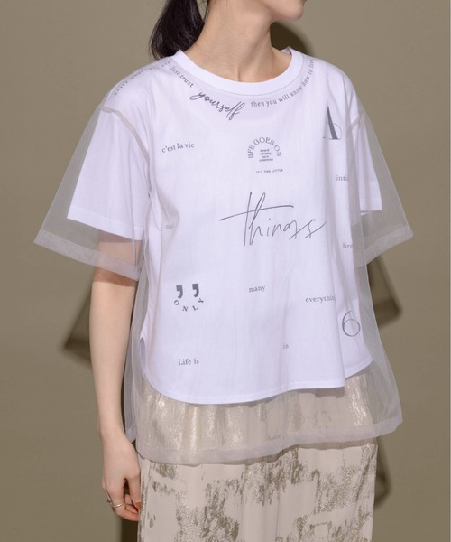 [Eimee Law] короткий рукав футболка 38 черный × белый женский 