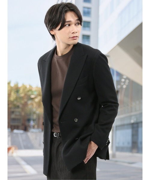 m．f．エディトリアル（m．f．editorial）/【表地ストレッチ】m．f．エディトリアル 綿混ニット ブレザー ダブルジャケット m.f.editorial（エムエフエディトリアル） ジャケット テーラード