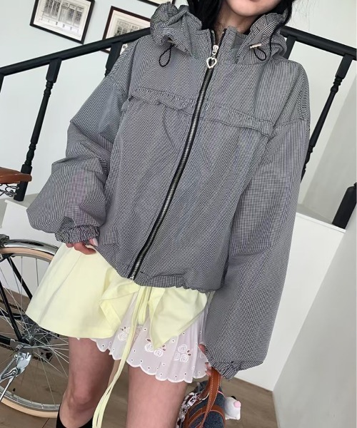 コート アウター フリルアクセント フーディーアウター レディース