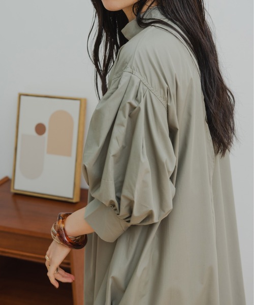 「HANNE」 長袖ワンピース フリー カーキ レディース_画像3