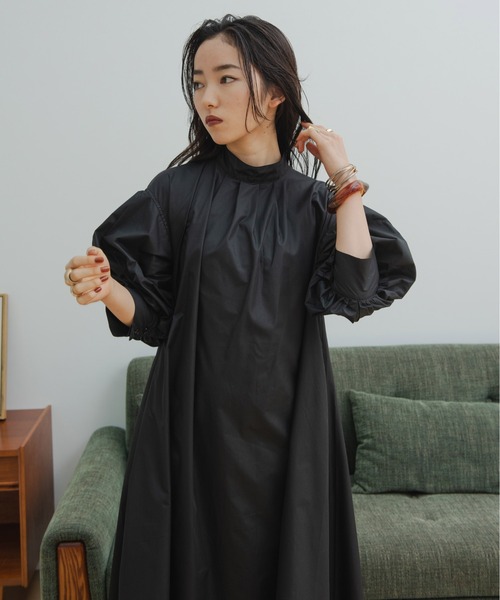 「HANNE」 長袖ワンピース フリー カーキ レディース_画像4