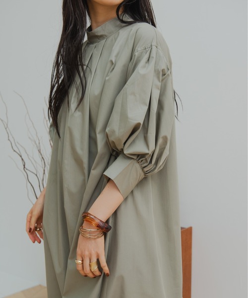 「HANNE」 長袖ワンピース フリー カーキ レディース_画像6