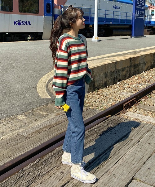 「SONA」 「studio follow」長袖ニット FREE グリーン レディース_画像2