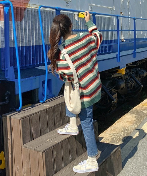 「SONA」 「studio follow」長袖ニット FREE グリーン レディース_画像4