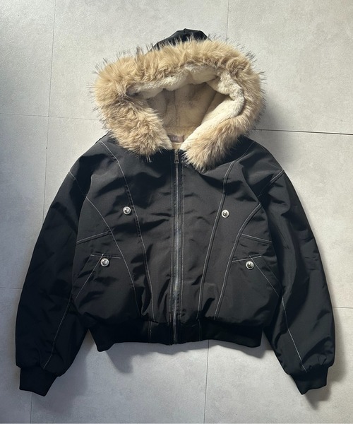 lulufa ブルゾン アウター ファー付きフード ミリタリーブルゾン