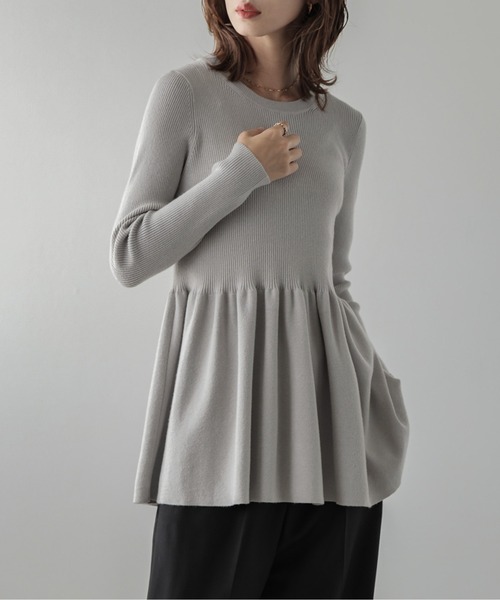 「La-gemme」 長袖ニット フリー グレー レディース_画像4