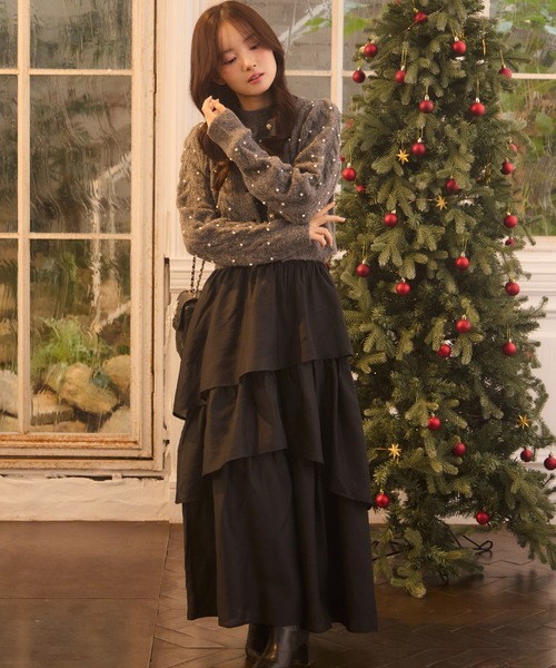 Seemi.by NICE CLAUP カーディガン 「Seemi.」ビジュースタッズニット