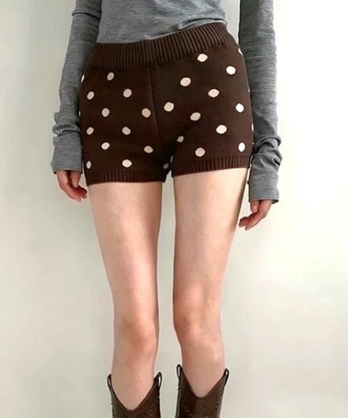 SHEENA(シーナ) パンツ ドットニットショートパンツ レディース SHEENA(シーナ) パンツ ドットニットショートパンツ レディース