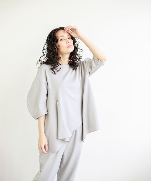 「OSMOSIS」 「loaf」7分袖カットソー ONE SIZE パープル レディース_画像4