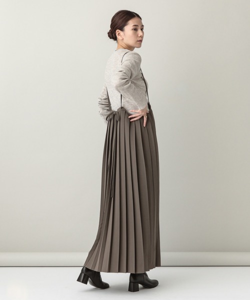 美品 カレンソロジー プリーツ サロペットスカート マキシ ダークグレーAライン 美品 カレンソロジー プリーツ サロペットスカート マキシ
