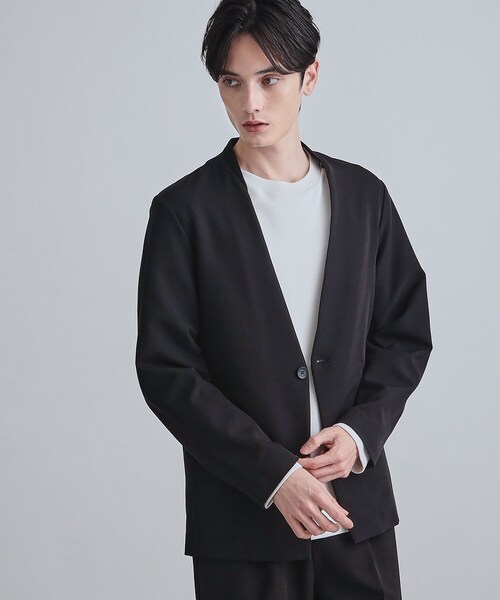 【SUAVELE 】【完売品】 ブラック ノーカラージャケットセットアップ SUAVELE 】【完売品】 ブラック ノーカラージャケットセットアップ