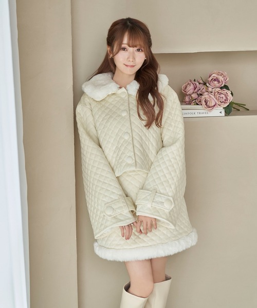 Rose Muse（ロゼミューズ） コート アウター Quilting fake fur collar