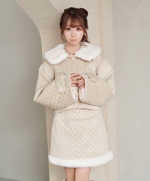 Rose Muse（ロゼミューズ） コート アウター Quilting fake fur collar