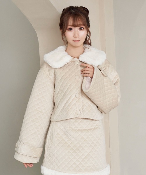 Rose Muse（ロゼミューズ） コート アウター Quilting fake fur collar