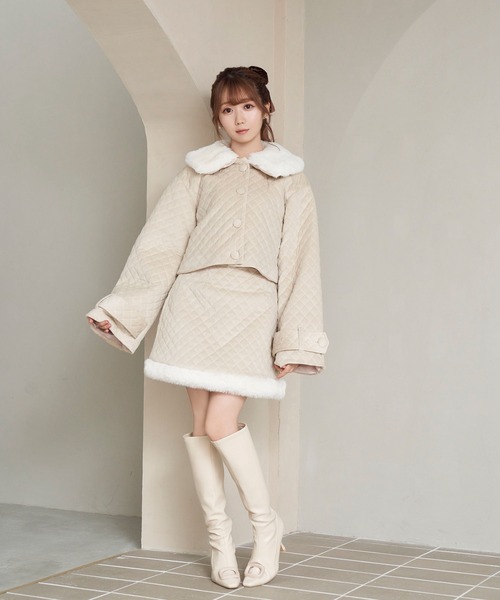 Rose Muse（ロゼミューズ） コート アウター Quilting fake fur collar