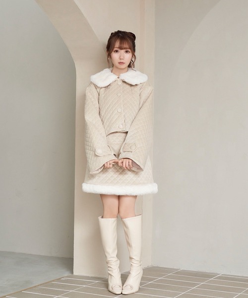 Rose Muse（ロゼミューズ） コート アウター Quilting fake fur collar