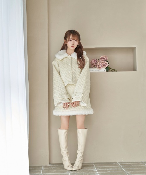 Rose Muse（ロゼミューズ） コート アウター Quilting fake fur collar