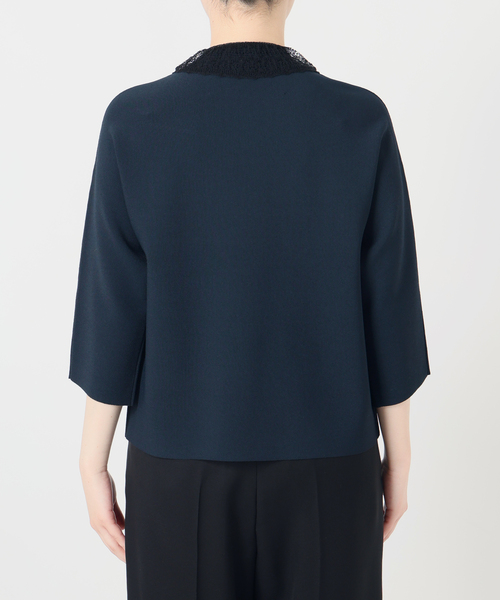 ニット セーター Room no.8 BLACK ルームエイト ブラック Needleレースカラーニット BR8KN-287 レディースの画像