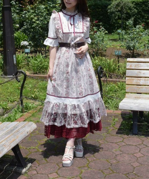 axes femme（アクシーズ ファム） 半袖ワンピース FREE サックスブルー
