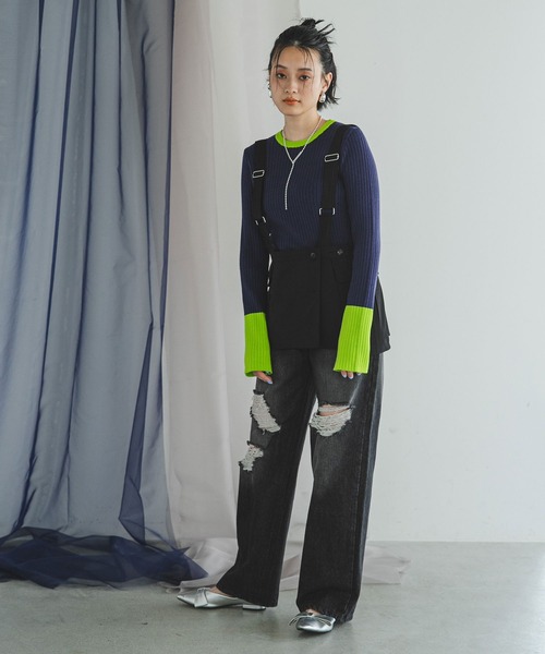 「bohmal」 長袖ニット FREE コバルトブルー レディース_画像2