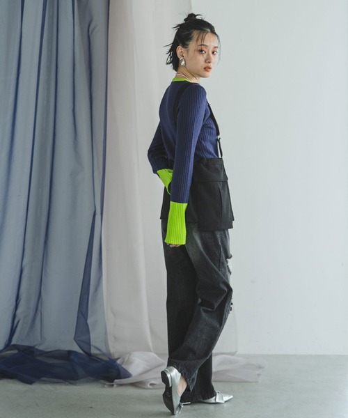 「bohmal」 長袖ニット FREE コバルトブルー レディース_画像4