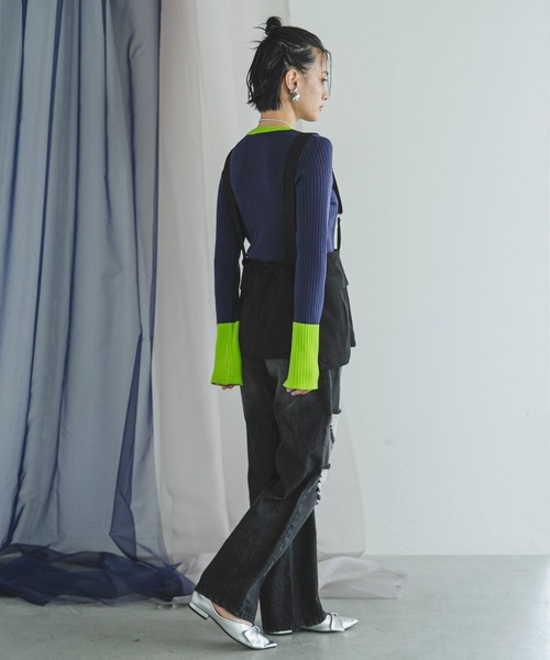 「bohmal」 長袖ニット FREE コバルトブルー レディース_画像6