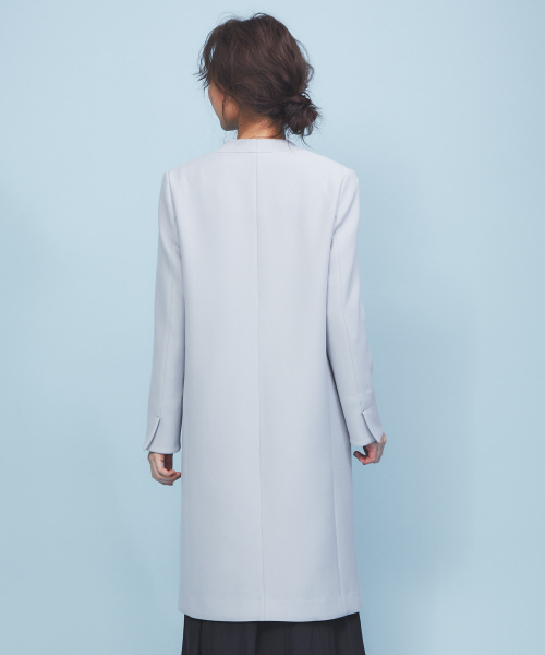 「FONCE」 ノーカラーコート 38 グレイッシュブルー レディース_画像9