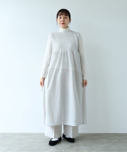 yuni ワンピース 12G和紙/Polyester tiered knit ワンピース
