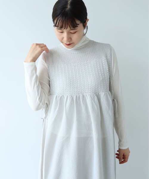 yuni ワンピース 12G和紙/Polyester tiered knit ワンピース