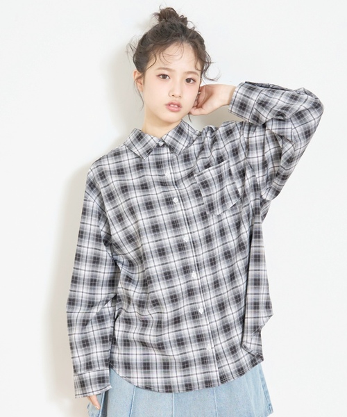 LOVETOXIC ブラウス シャツ ルーズチェックシャツ キッズ 子供服