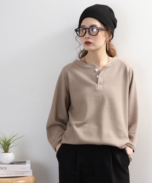 JEMORGAN（ジェーイーモーガン） ヘンリーネック tシャツ ワッフル7分