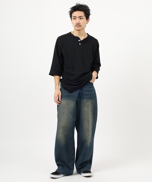 JEMORGAN（ジェーイーモーガン） ヘンリーネック tシャツ ワッフル7分 