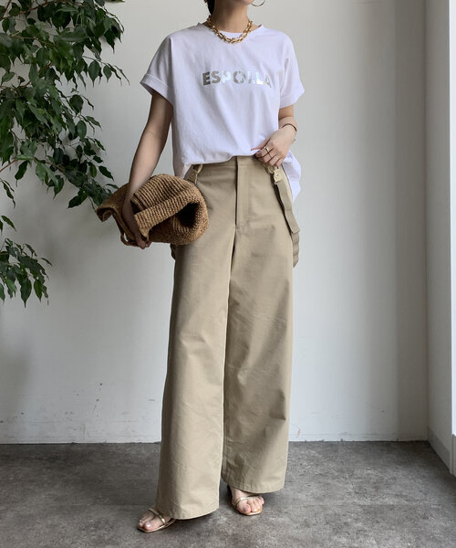 「DouDou」 半袖Tシャツ FREE サーモンピンク レディース_画像2