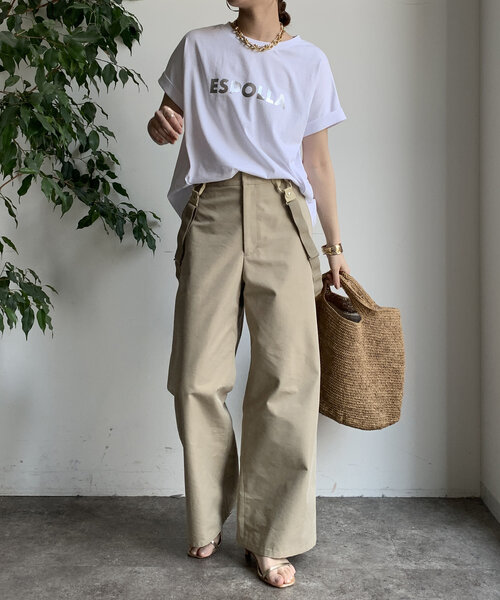 「DouDou」 半袖Tシャツ FREE サーモンピンク レディース_画像4