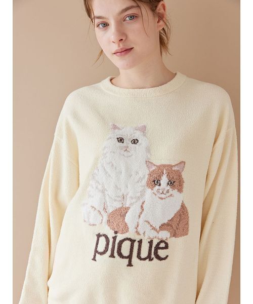新品！本日限定価格！gelato pique パープル 猫刺繍 ルームウェア ジェラートピケ スリープ ラグドール ジャガードピローケース