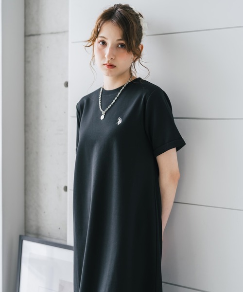 ワンピース U.S. POLO ASSN. ユーエスポロアッスン W's ワンポイントロゴ刺繍半袖Aラインロングワンピースの画像