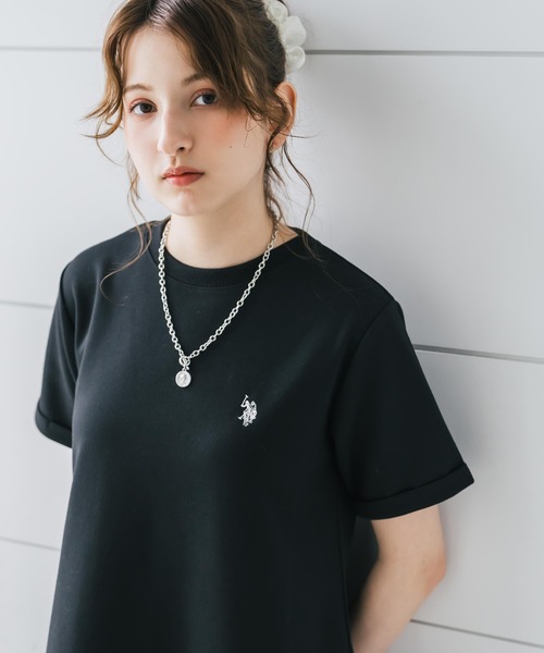 ワンピース U.S. POLO ASSN. ユーエスポロアッスン W's ワンポイントロゴ刺繍半袖Aラインロングワンピースの画像