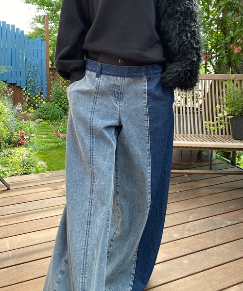 「FLUMOR」 デニムパンツ 38 インディゴブルー レディース_画像6
