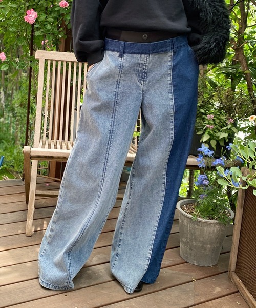 「FLUMOR」 デニムパンツ 38 インディゴブルー レディース_画像7