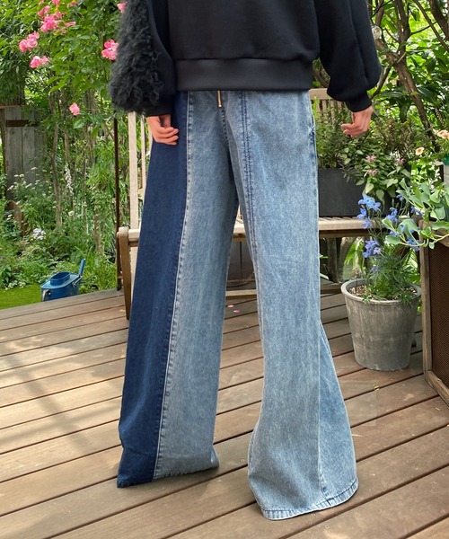 「FLUMOR」 デニムパンツ 38 インディゴブルー レディース_画像9