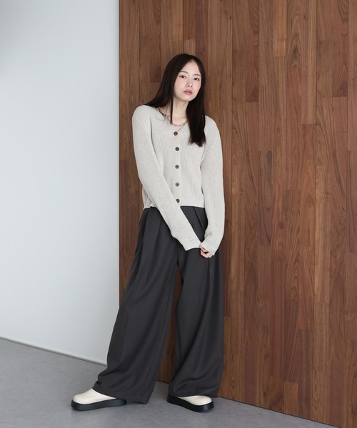 「J by blue」 ニットカーディガン MEDIUM ベージュ レディース_画像3